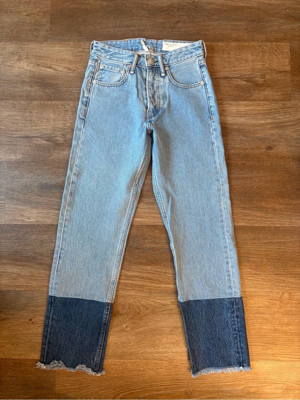 Women's Rag & Bone Two-Tone Light And Dark Blue Straight Jeans